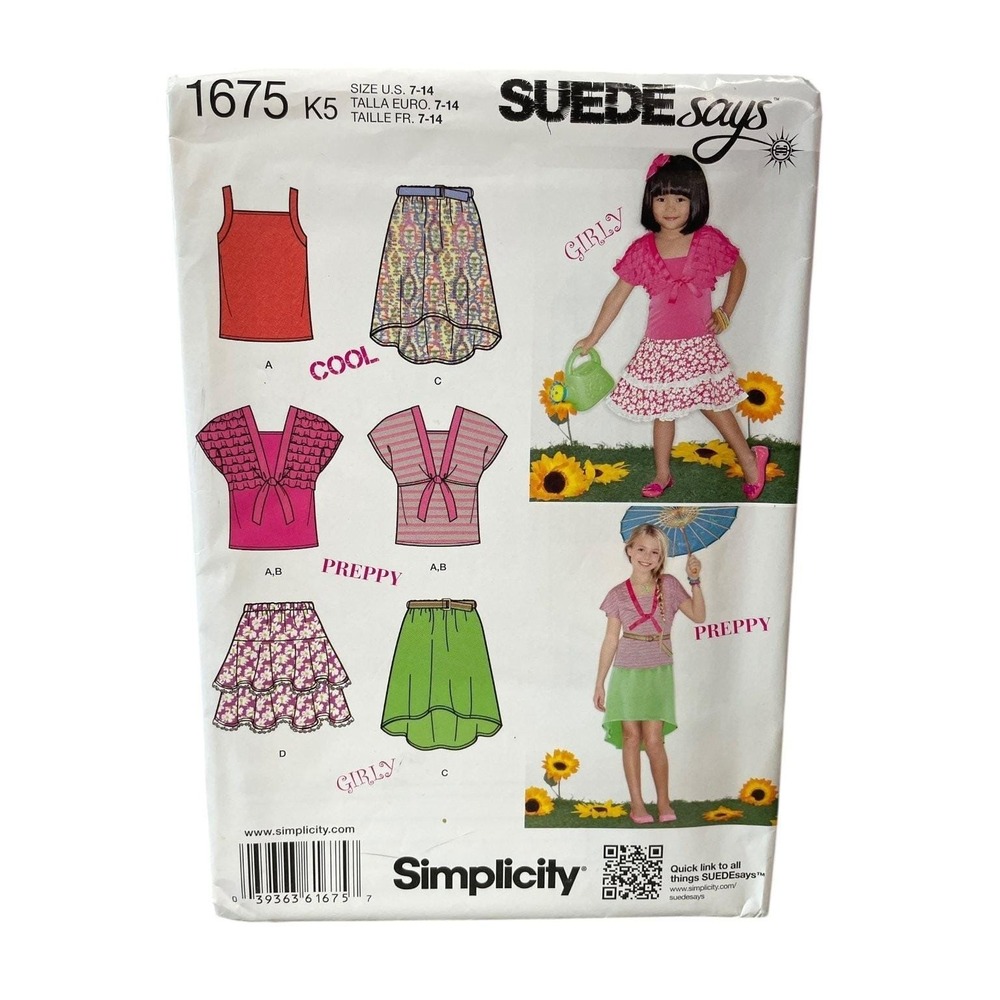 Simplicity 1675 Girls Knit Top Bolero Skirt Sewing Pattern Size‎ 7-14